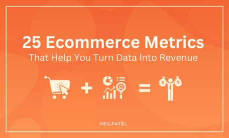 Ecommerce metrics orange illustration with text that reads 