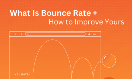 Illustration of a web browser on an orange background with text that reads 